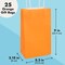 25-Pack Orange Gift Bags with Handles - Small Paper Treat Bags for Birthday, Wedding, Retail (5.3x3.2x9 In)